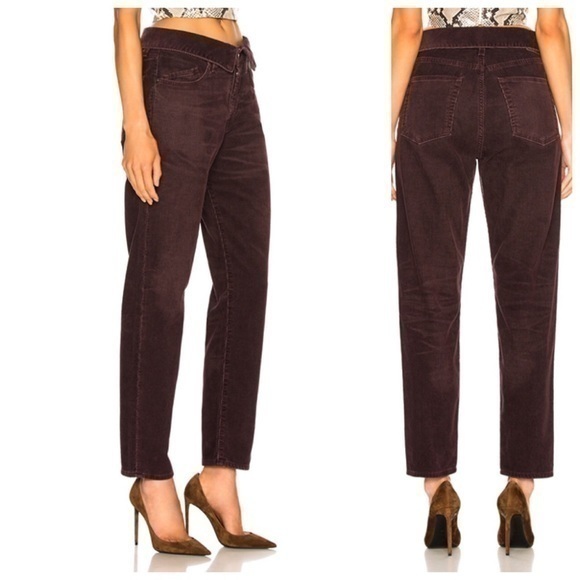 Jean Atelier Plum Corduroy Flip Pants High Waisted Purple Pant women's size 26 2 - Picture 1 of 15